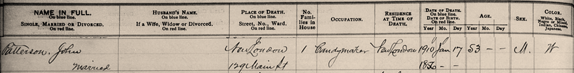 John Patterson Death Record1